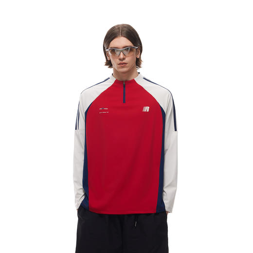 【178元任选3件】FDR官方店 半拉链插肩袖撞色速干t恤男女宽松球衣凉感长袖训练服 商品图2