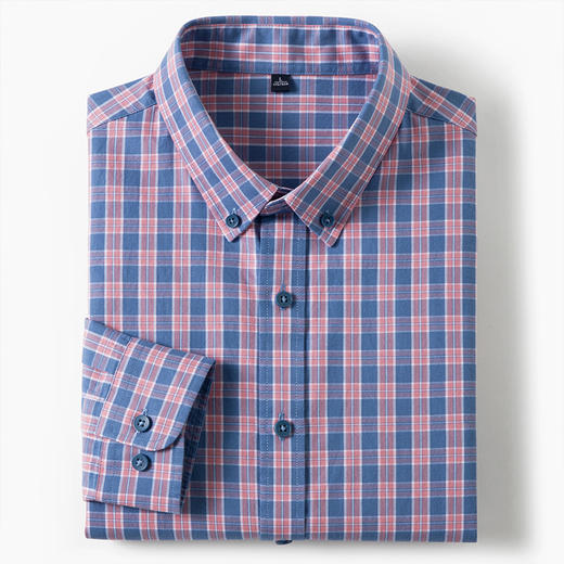 【莱赛尔棉】罗蒙男士长袖格子衬衫经典翻领简约百搭休闲通勤职业衬衫舒适男衬衣 商品图1