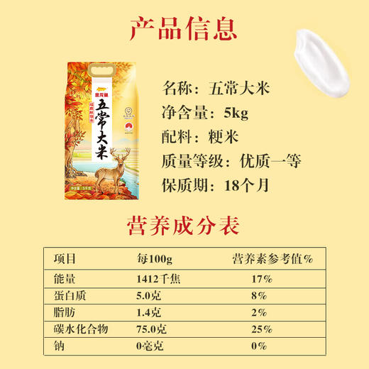 金龙鱼福鹿献瑞来五常大米 5kg 商品图6