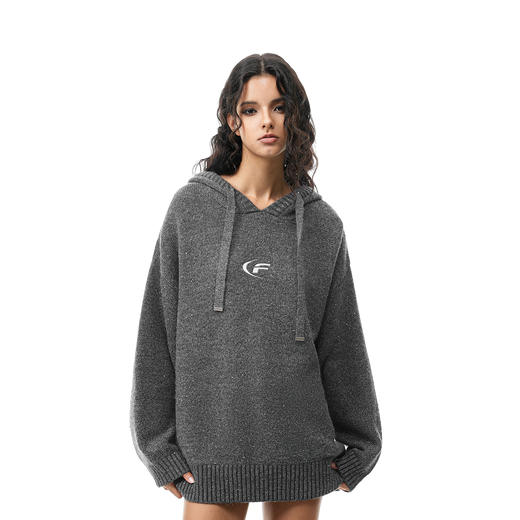 FDR官方店 月牙刺绣散粉毛衣男女秋冬季美式街头情侣装连帽上衣 商品图0