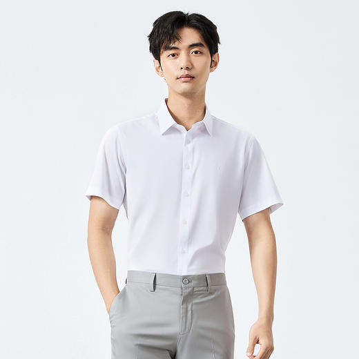 【含桑蚕丝】柒牌男装短袖衬衫2025夏季新款休闲百搭商务方领衬衣128A70980 商品图1