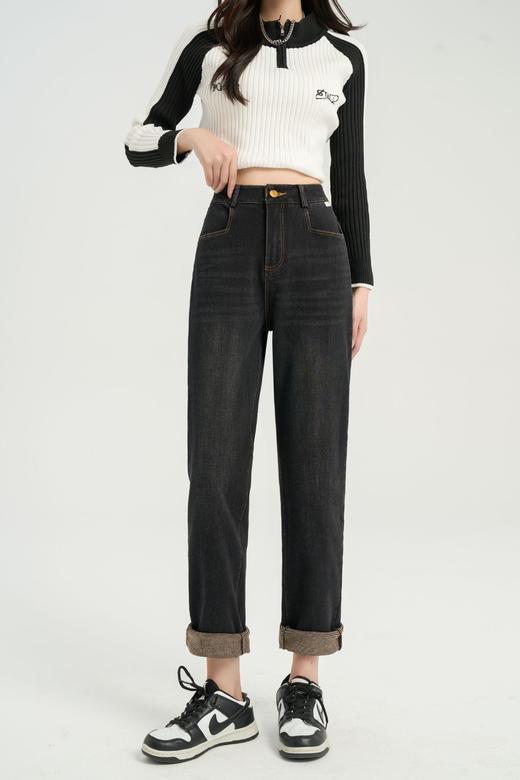 雀说【600克牛仔烟管裤】女装新砂洗高品质直筒法棍烟管牛仔裤AL295 商品图6