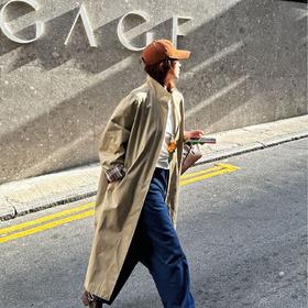 2025新品  蕾蕾同款【诺丁山下】英伦风复古格子拼接宽松长短版风衣外套