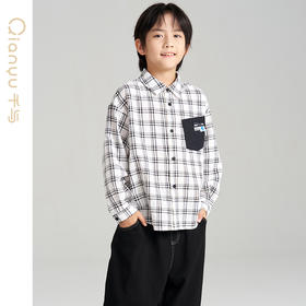 笛莎千与2025春季新款男童时尚休闲格纹长袖衬衫