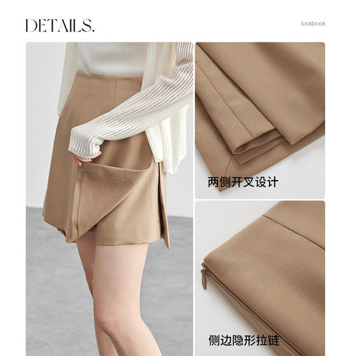 【内购】通勤梨型身材显瘦中腰侧开叉不走光A字短款裤裙-151K57967 商品图4