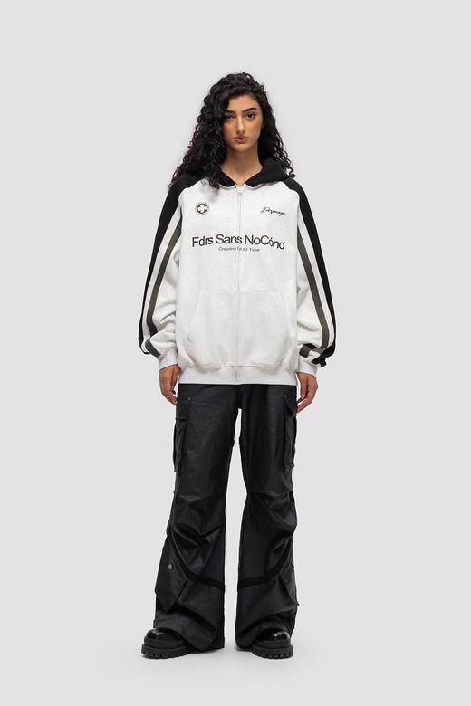 FDR 原创国潮新款拼色连帽卫衣开衫男女春秋季潮牌高阶情侣装上衣 商品图5