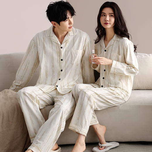 雀说长袖长裤纯棉情侣睡衣春季套装秋天休闲大码可外穿透气家居服AL 商品图9