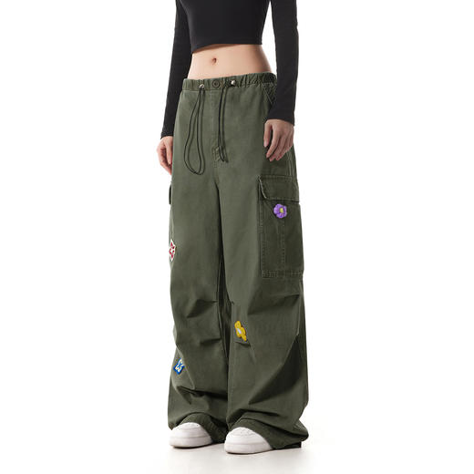 【限时7折】FDR官方店 美式菱形兰花工装裤男女情侣宽松休闲裤抽绳直筒长裤子 商品图2