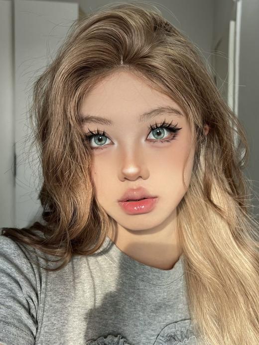 chocoing月抛 玻璃梦境 蓝/薄荷碎冰 绿/琥珀闪片 棕 14.2mm 一副2片 商品图2