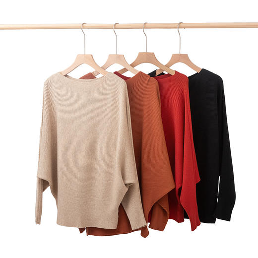 一字领蝙蝠袖针织衫 商品图2