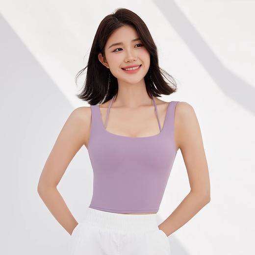跃牌【轻匀系列】NF裸感假两件运动内衣挂脖带胸垫瑜伽背心女一体防震款健身文胸WX41007 商品图1
