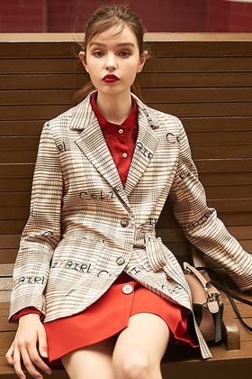 OECE CHIC个性字母格纹西装外套 15393