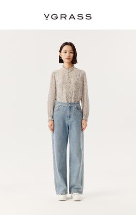 VGRASS维格娜丝24年冬新款定位印花真丝衬衫