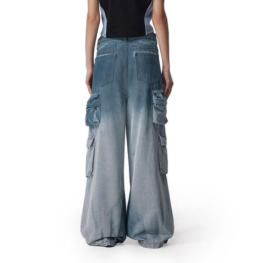 FDR官方店 喷色做旧多袋牛仔裤男女夏季美式小众运动宽松直筒长裤 商品图2