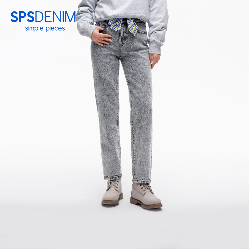 【蜡笔裤】simplepieces春秋款SPS牛仔中高腰九分显瘦直筒裤女