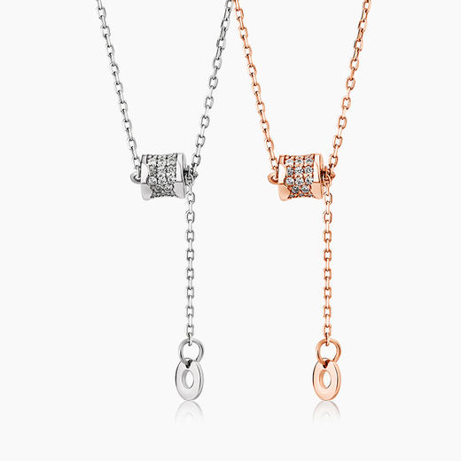 【足银999】卡蒂罗/KADER 小蛮腰锁骨项链 转运珠镶嵌宝石小众Y形流苏吊坠 可调节链长简约时尚穿搭配饰 925银 商品图1