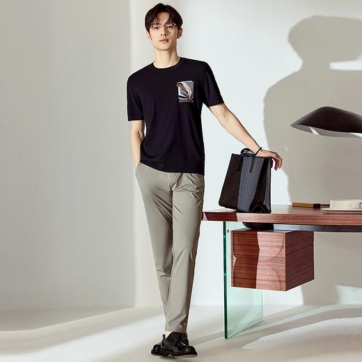 【高端系列】柒牌短袖T恤男夏季凉感时尚休闲伊力特弹力圆领上衣128T70510 商品图3