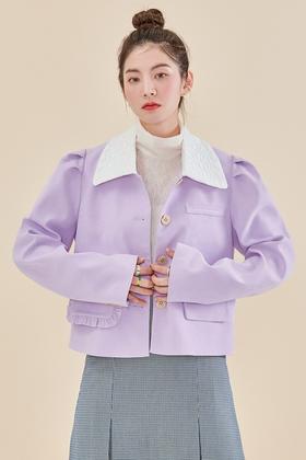 韩都衣舍/Handu Group 甜美翻领拼色泡泡袖短款外套 15320