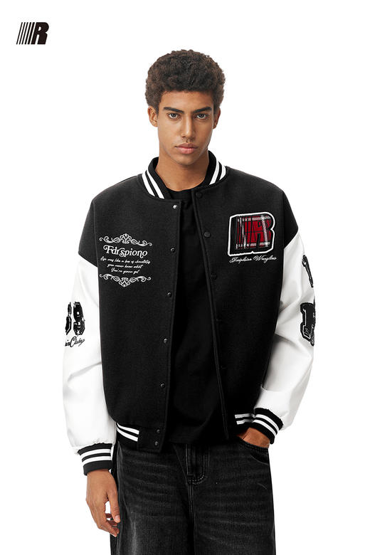 FDR官方店 美式复古R字魔术贴棒球服男女秋冬加厚情侣装夹克外套 商品图5