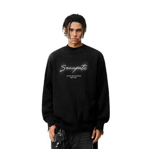 FDR官方店 珍珠烫钻破坏毛衣男女秋冬季美式街头宽松情侣装上衣 商品图0