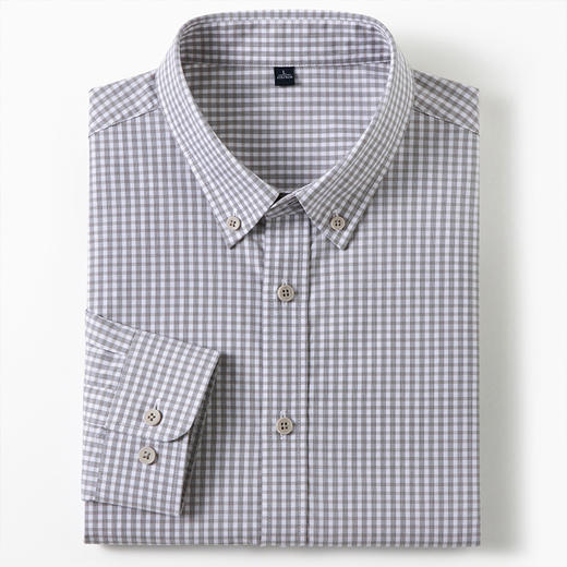 【100棉】罗蒙男士经典百搭网格长袖衬衫舒适休闲简约通勤上班衬衣 商品图1