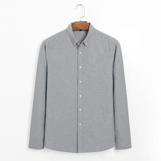 【牛津纺】罗蒙男士春秋款长袖衬衫百搭舒适纯色休闲上班通勤经典翻领男衬衫 商品图3