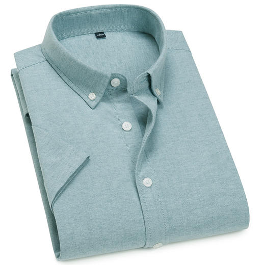 【牛津纺】罗蒙男士夏季短袖衬衫舒适百搭经典纯色简约休闲通勤上班男衬衫 商品图3