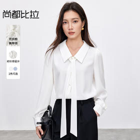 【内购】职场办公室可拆卸飘带领非正式通勤雪纺衬衫-151C58208