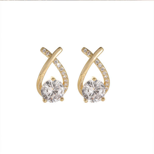 雀说S925银针交叉锆石耳钉耳环女2025新款小巧精致百搭设计感网红耳饰AL0500 商品图4