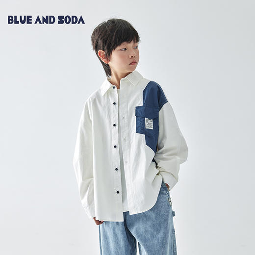 蓝汽水 2025春夏第一波新品撞色拼接长袖衬衫-879B256007JY 商品图0