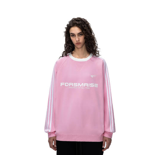 FDR 国潮字母条纹印花圆领卫衣男女春秋季美式高街情侣装织带上衣 商品图3