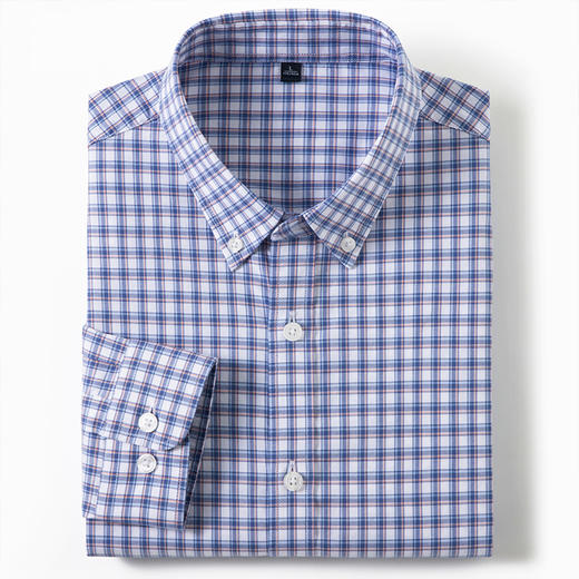 【100棉】罗蒙男士春款格纹长袖休闲衬衫简约舒适职场百搭通勤上班男衬衣 商品图2