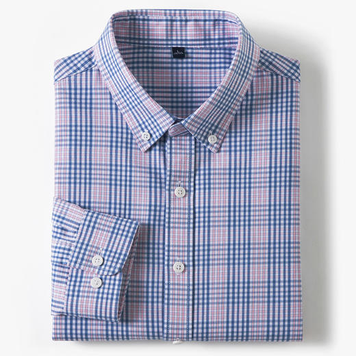 【莱赛尔棉】罗蒙春秋款男士格纹长袖衬衫舒适简约百搭休闲通勤职业男翻领衬衣 商品图2