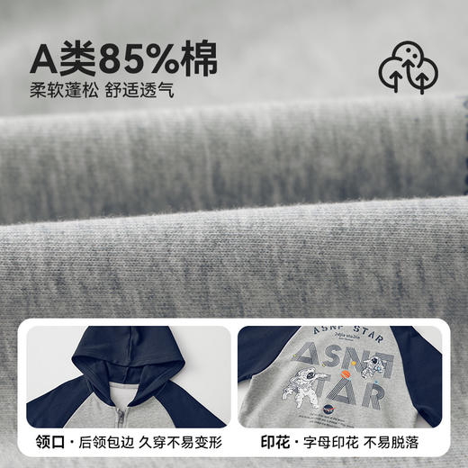 【团购价69.9】多多家男童外套2025春秋季新款儿童中大童休闲洋气印花连帽上衣潮10277 商品图3