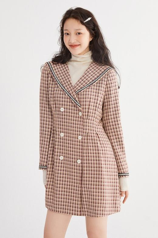 LED'IN 双排扣格纹A字连衣裙 15350 商品图3