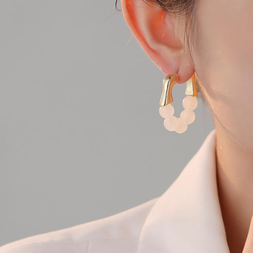 雀说法式复古绿松石小众设计高级感冷淡风耳环女个性饰品网红气质耳饰AL0219 商品图3