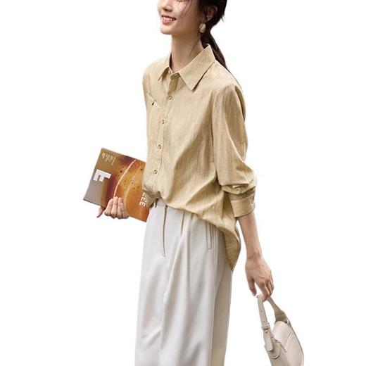 雀说肌理感衬衫女慵懒风宽松polo领衬衣时尚优雅长袖上衣AL3002 商品图4