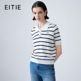 EITIE爱特爱夏季新款条纹显瘦百搭针织衫7701407