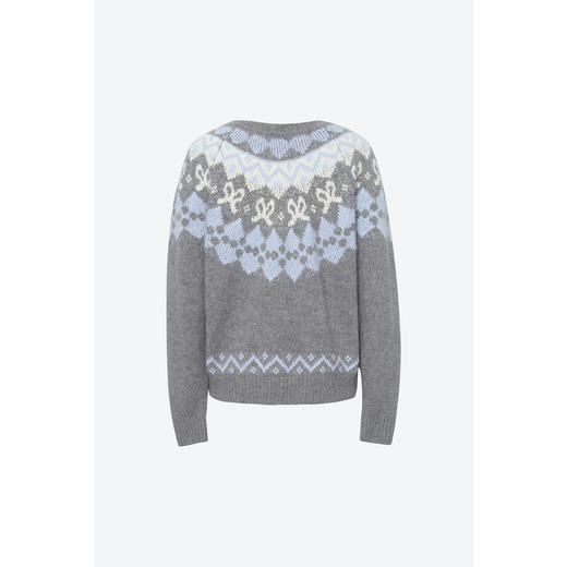 【商场同款】诗凡黎圆领拼色针织衫2024冬新款毛衣女3FB134161 商品图1