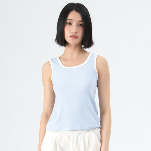 上新啦【喵小仟 女士撞色背心】外出可穿 手体感都很软 居家罗纹背心 防透防尴尬设计 单穿内搭都合适 商品图1