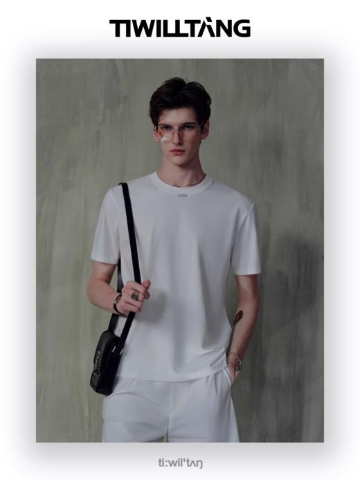 TIWILLTANG启世录“玄寂屿寰”蓝血新贵精奢细节控黑白纯棉T恤夏 商品图5