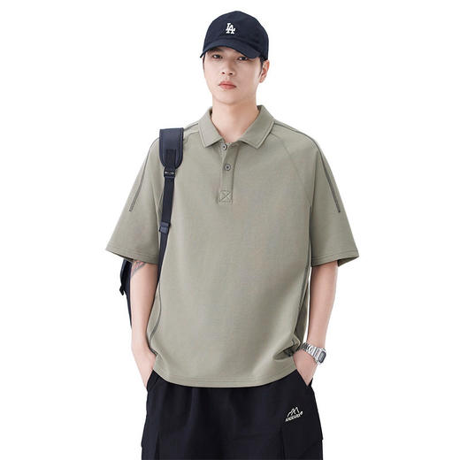 polo衫短袖男生夏季新款潮牌宽松翻领休闲宽松纯色上衣服    AY-D3611【AY-3611】 商品图4
