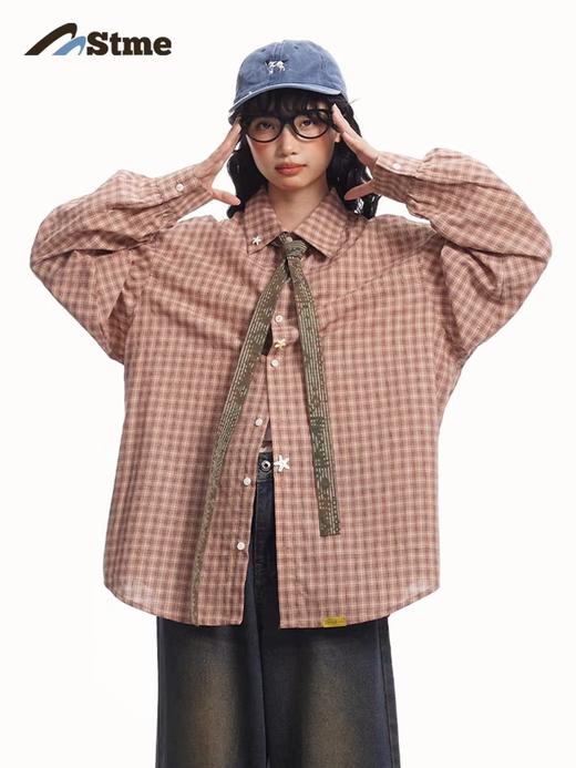 早乙女惠子saotome/STMCS251021/肌理细格纹贝壳长袖衬衫 商品图0