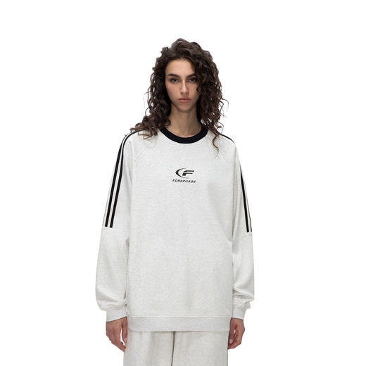 FDR 国潮美式拼接月牙印花圆领卫衣男女春秋季潮牌情侣装织带上衣 商品图0