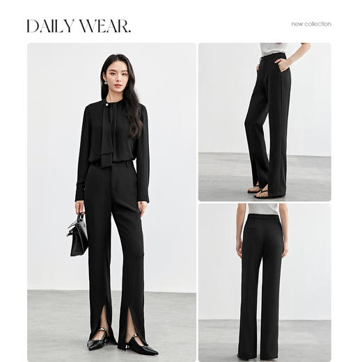 【内购】显瘦显腿长侧缝前移脚口开叉中腰直筒长款西裤-151K58229 商品图3