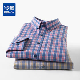 【莱赛尔棉】罗蒙男士长袖格子衬衫经典翻领简约百搭休闲通勤职业衬衫舒适男衬衣