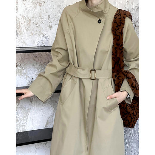 雀说新款韩版大翻领长袖设计感收腰中长款风衣外套AL7722 商品图2