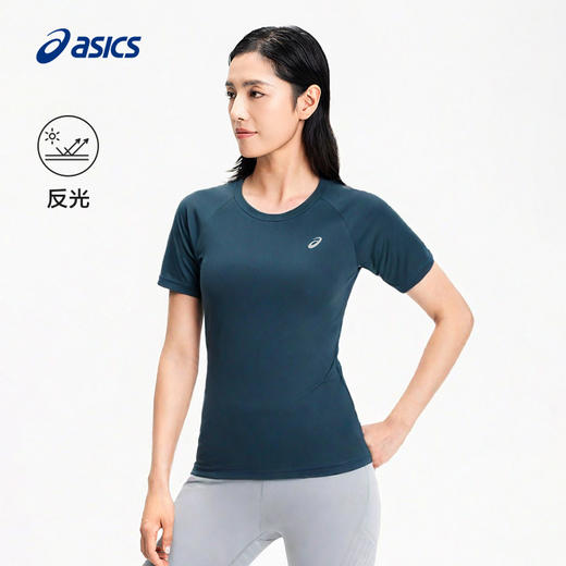 ASICS亚瑟士夜跑女式轻量针织跑步短袖T恤圆领反光印花短袖2012D024-001 商品图2