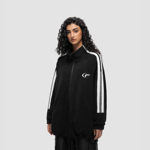 FDR 国潮条纹摇粒绒夹克外套男女秋冬季加厚美式情侣上衣棉衣棉服 商品图1