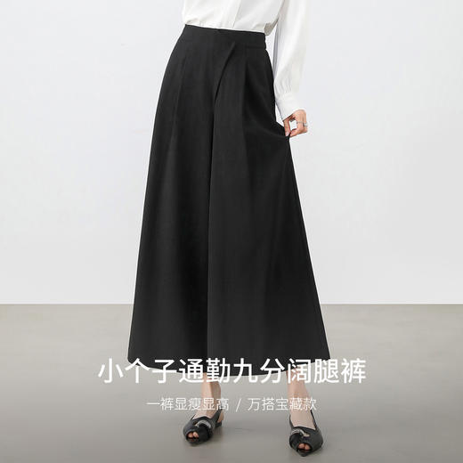 【内购】小个子通勤梨型身材遮肉显瘦松紧高腰九分阔腿裤-151K54738 商品图1